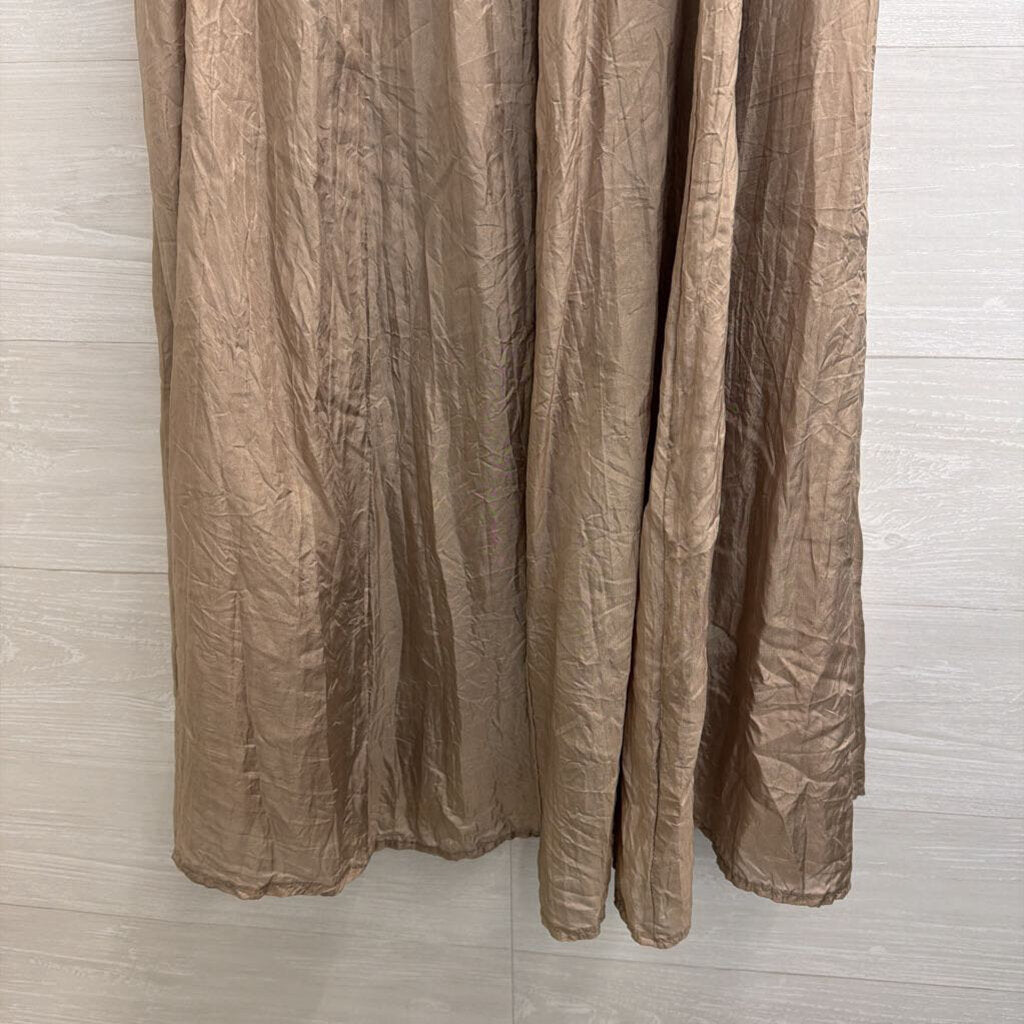 ZBD Design Brown 100% Silk Midi Skirt 14