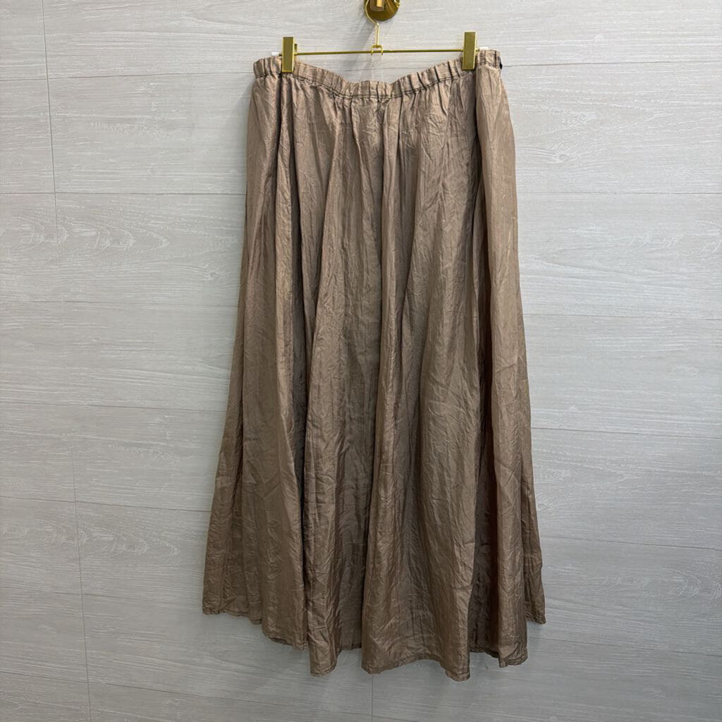 ZBD Design Brown 100% Silk Midi Skirt 14