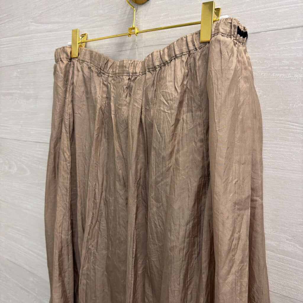 ZBD Design Brown 100% Silk Midi Skirt 14