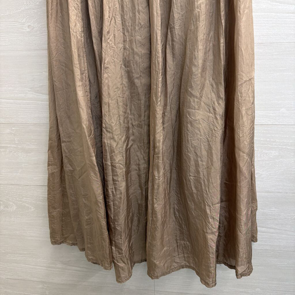 ZBD Design Brown 100% Silk Midi Skirt 14