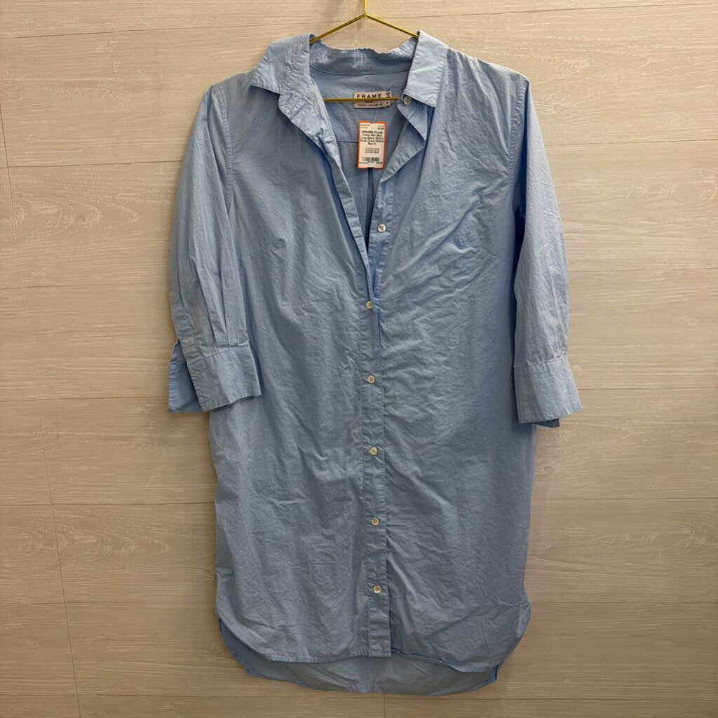 Frame Shirt Blue Long Sleeve Button Down Dress Medium