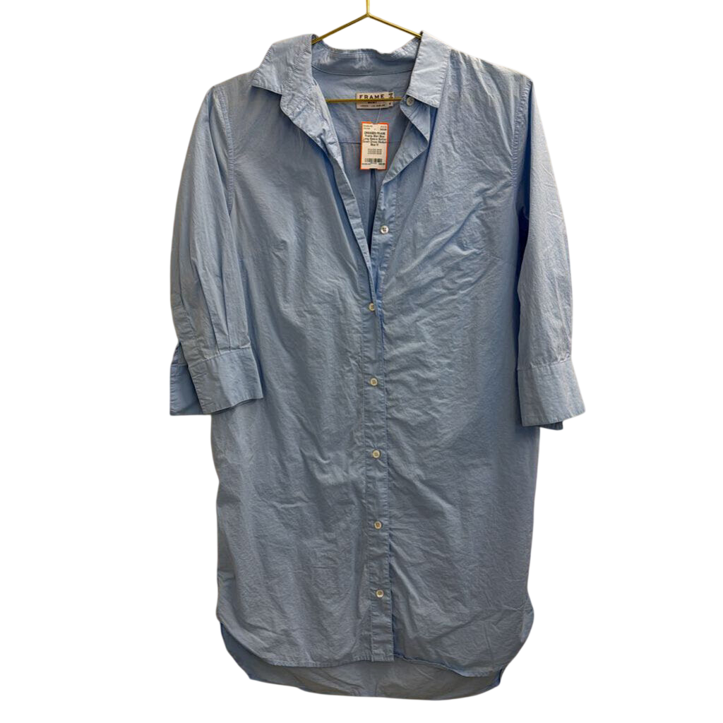 Frame Shirt Blue Long Sleeve Button Down Dress Medium