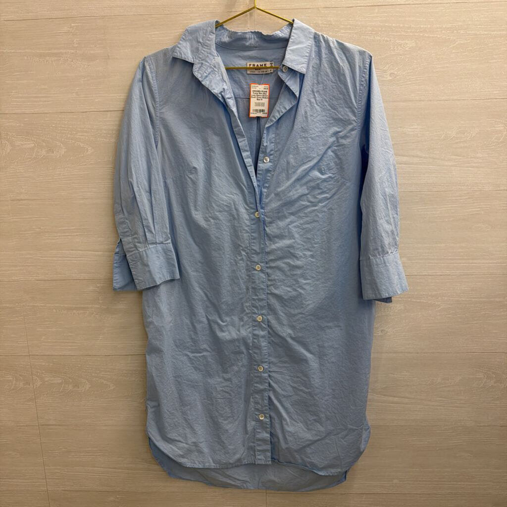 Frame Shirt Blue Long Sleeve Button Down Dress Medium