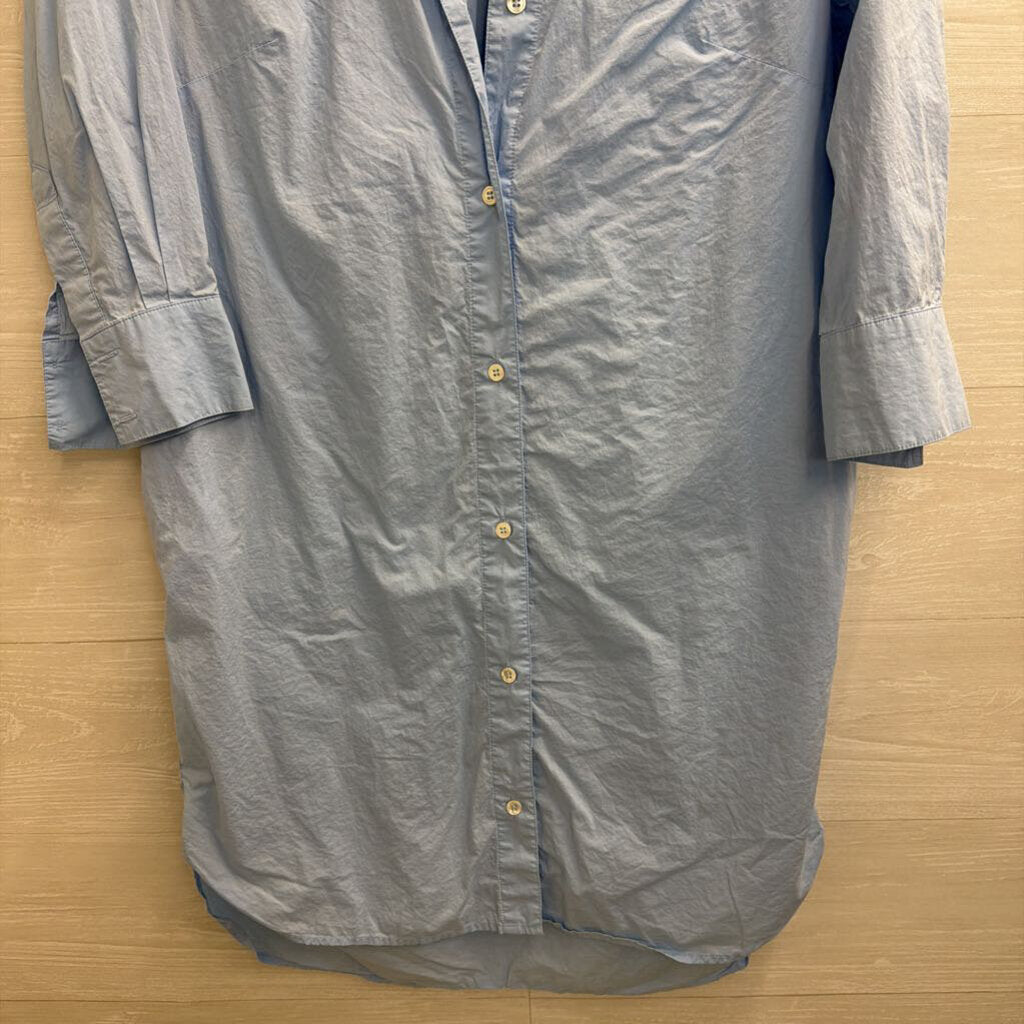 Frame Shirt Blue Long Sleeve Button Down Dress Medium