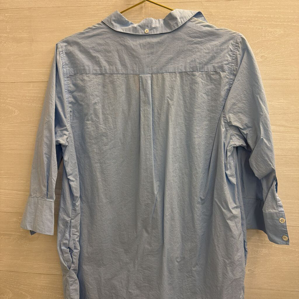 Frame Shirt Blue Long Sleeve Button Down Dress Medium
