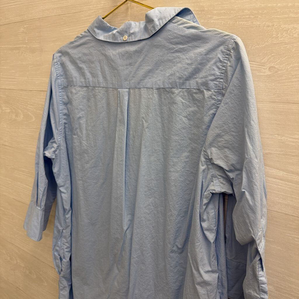 Frame Shirt Blue Long Sleeve Button Down Dress Medium