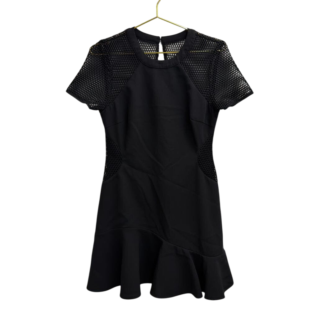 Adelyn Rae Black Circle Detail Short Sleeve Ruffle Hem Dress Small