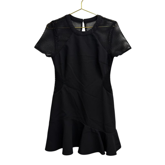 Adelyn Rae Black Circle Detail Short Sleeve Ruffle Hem Dress Small