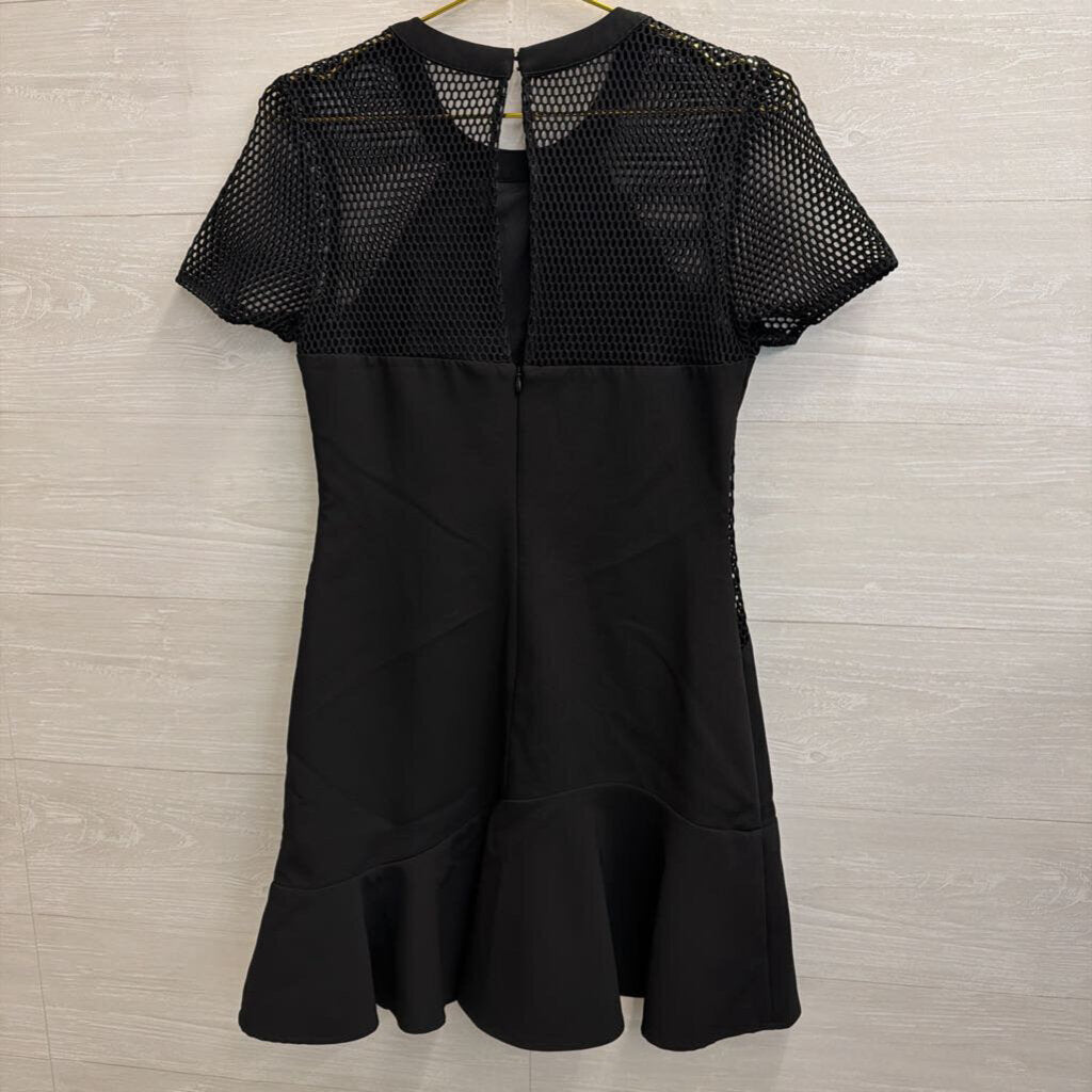 Adelyn Rae Black Circle Detail Short Sleeve Ruffle Hem Dress Small