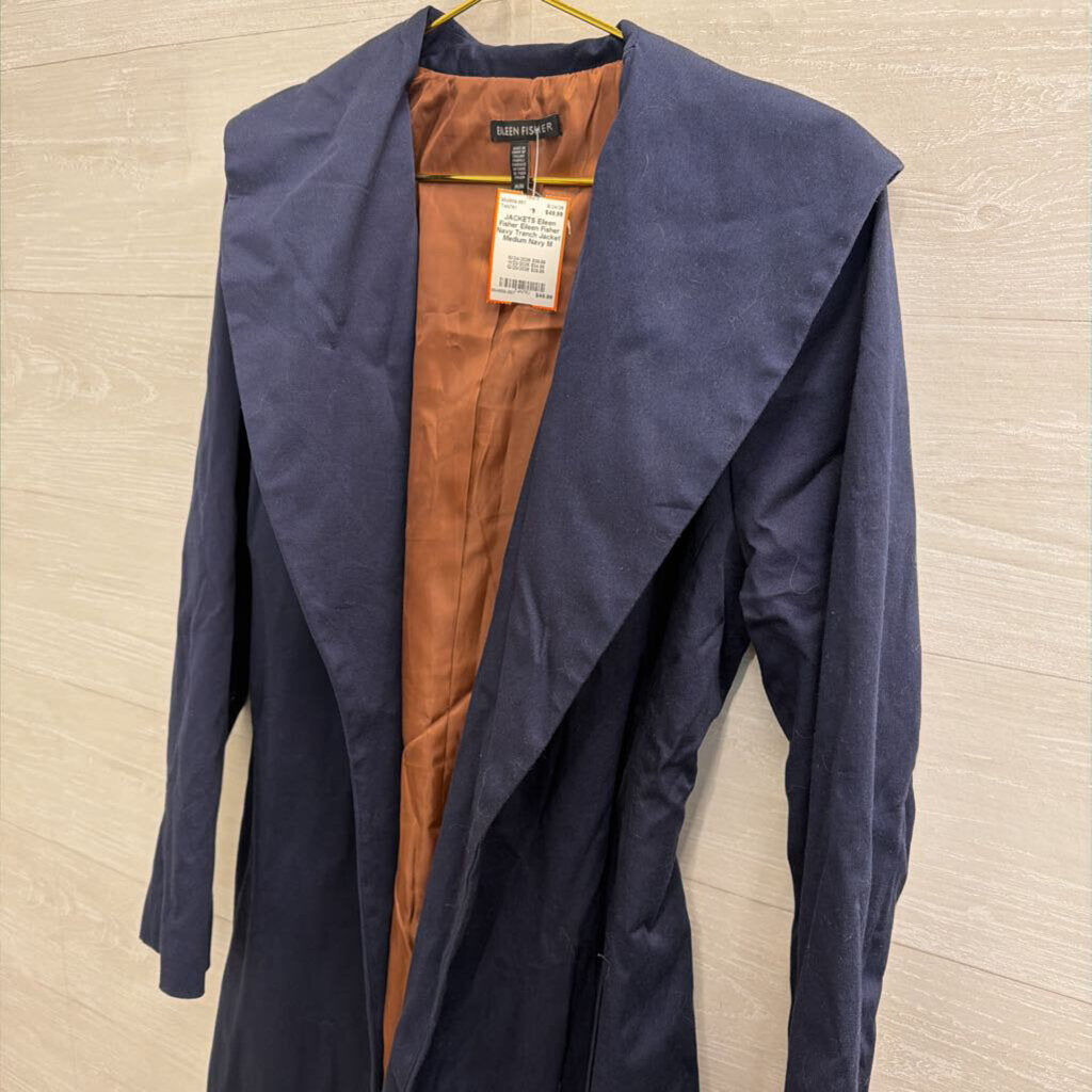 Eileen Fisher Navy Trench Jacket Medium