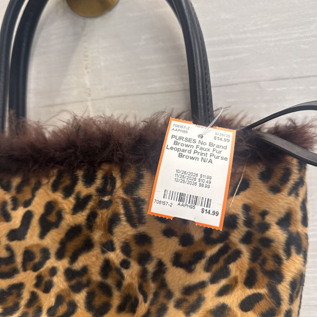Brown Faux Fur Leopard Print Purse