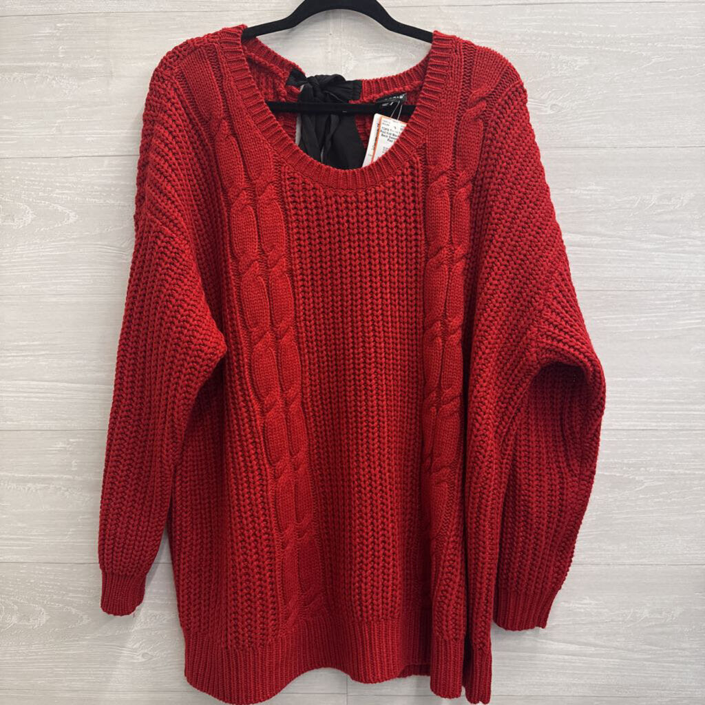 Torrid Red Knit Black Bow Back Sweater 3X