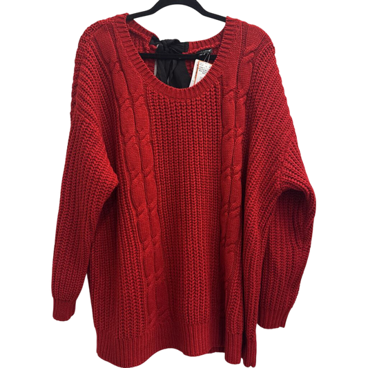 Torrid Red Knit Black Bow Back Sweater 3X