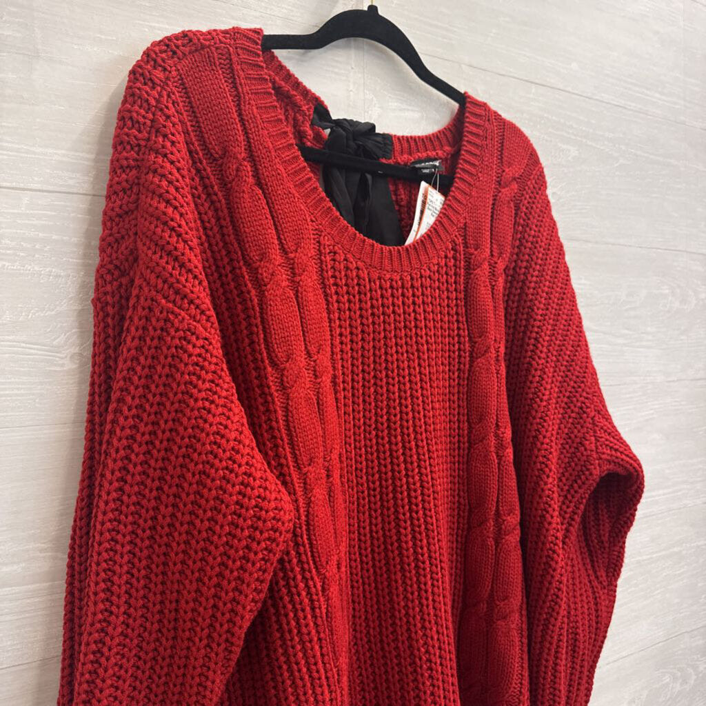 Torrid Red Knit Black Bow Back Sweater 3X