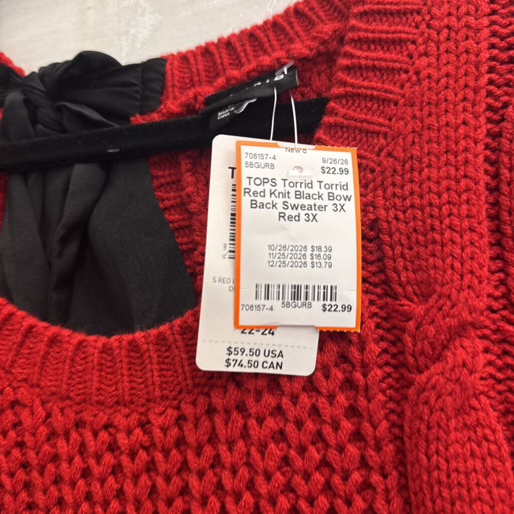Torrid Red Knit Black Bow Back Sweater 3X