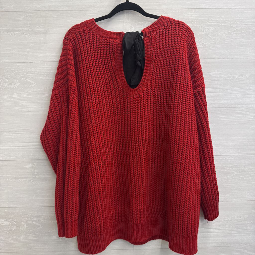 Torrid Red Knit Black Bow Back Sweater 3X