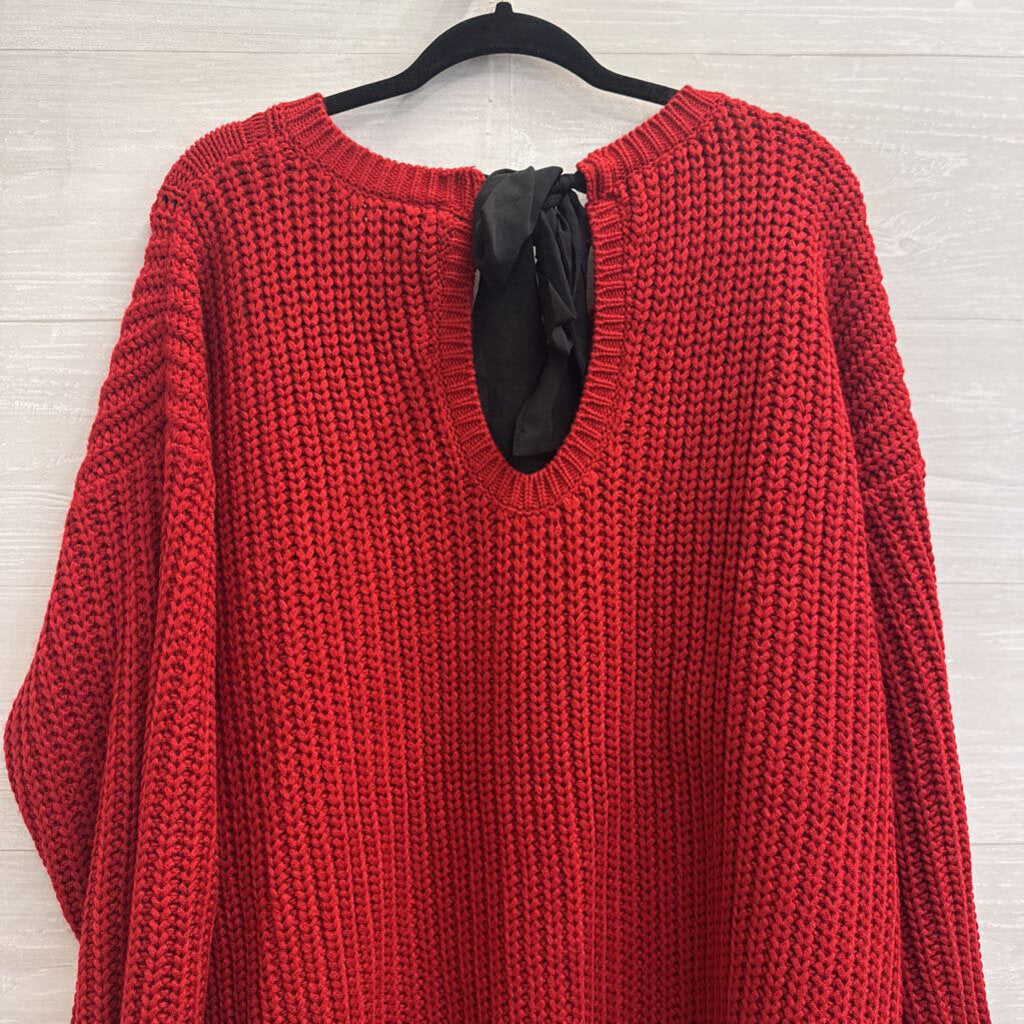 Torrid Red Knit Black Bow Back Sweater 3X