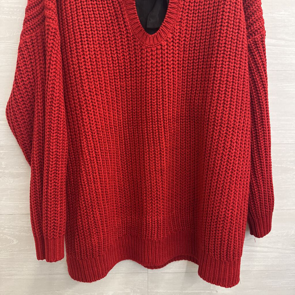 Torrid Red Knit Black Bow Back Sweater 3X