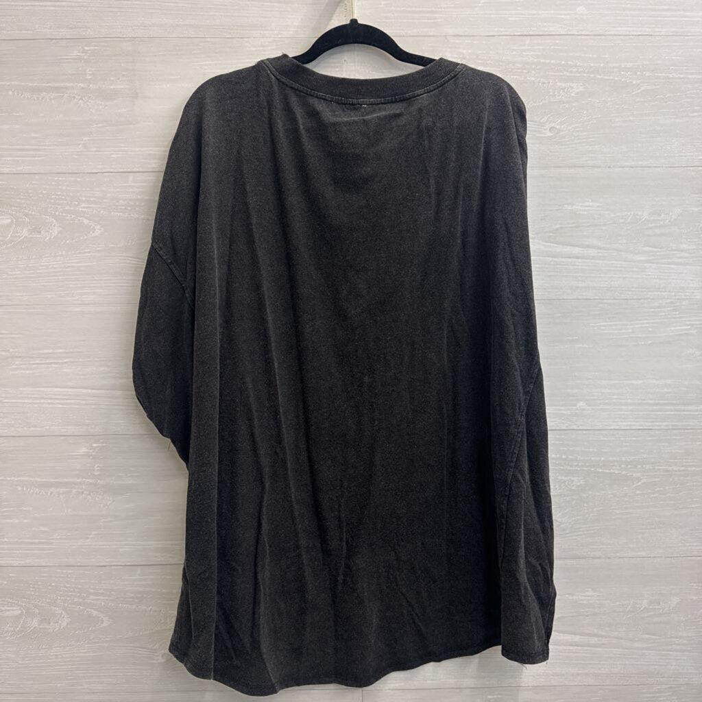 Bibi Grey/ Silver Studded Long Sleeve Top Extra Large