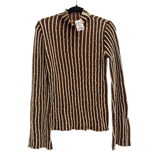 Free Market Brown/ Cream Striped Knit Mock Neck Sweater Large
