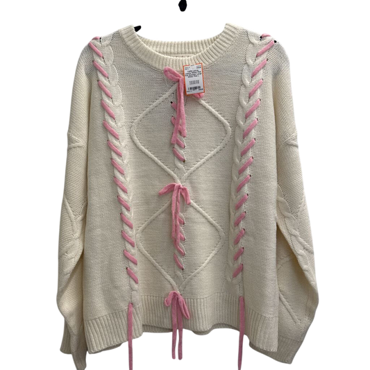 Listicle White/ Pink Knit Sweater Large