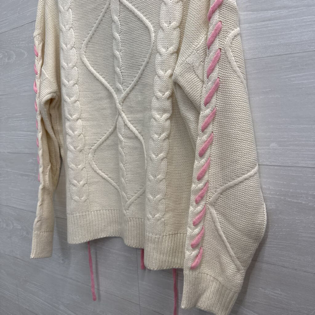 Listicle White/ Pink Knit Sweater Large