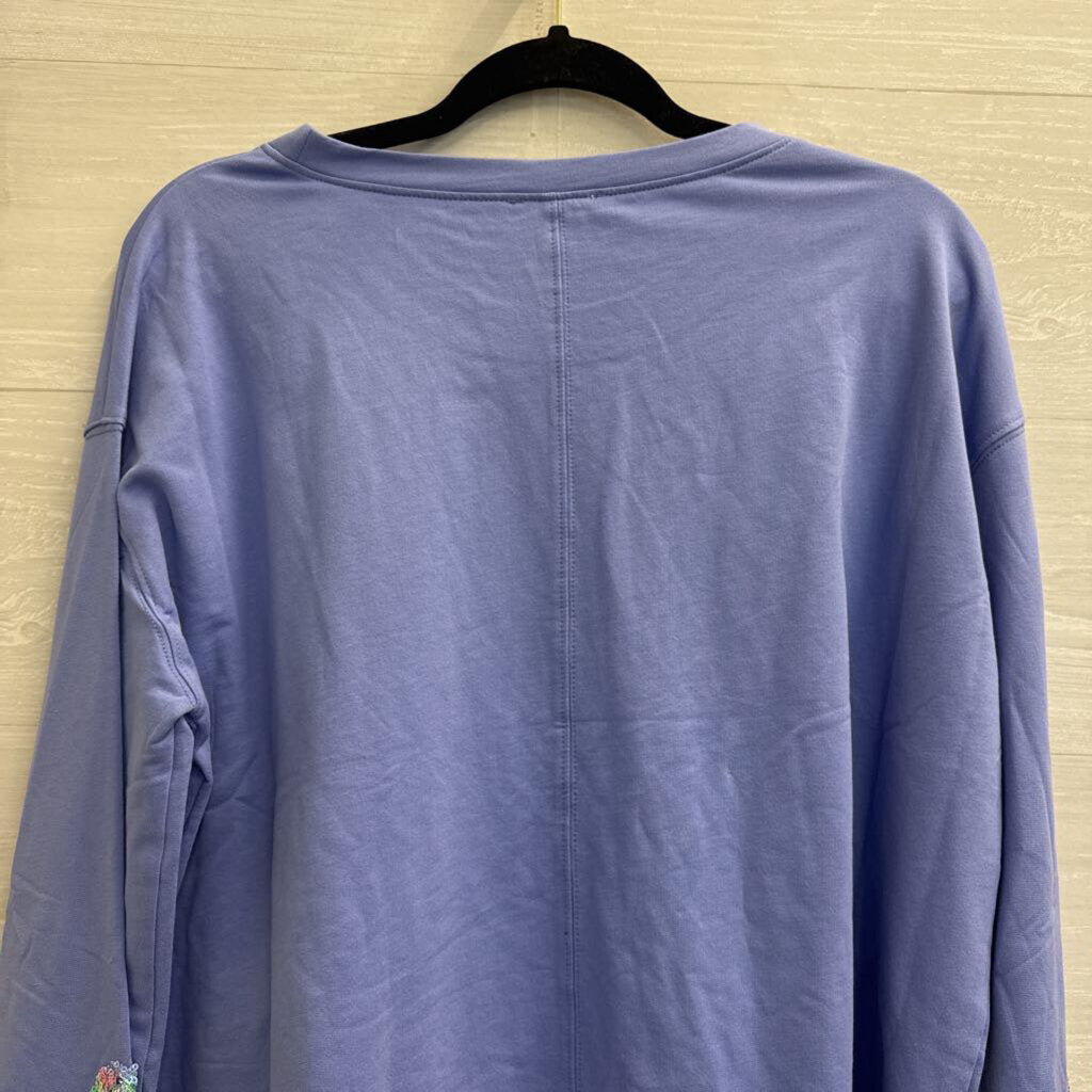 Fantastic Fawn Blue/ Multi Sequin Fringe Long Sleeve Top Large