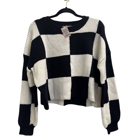 Adora Black/ White Checkered Knit Cropped Sweater Large
