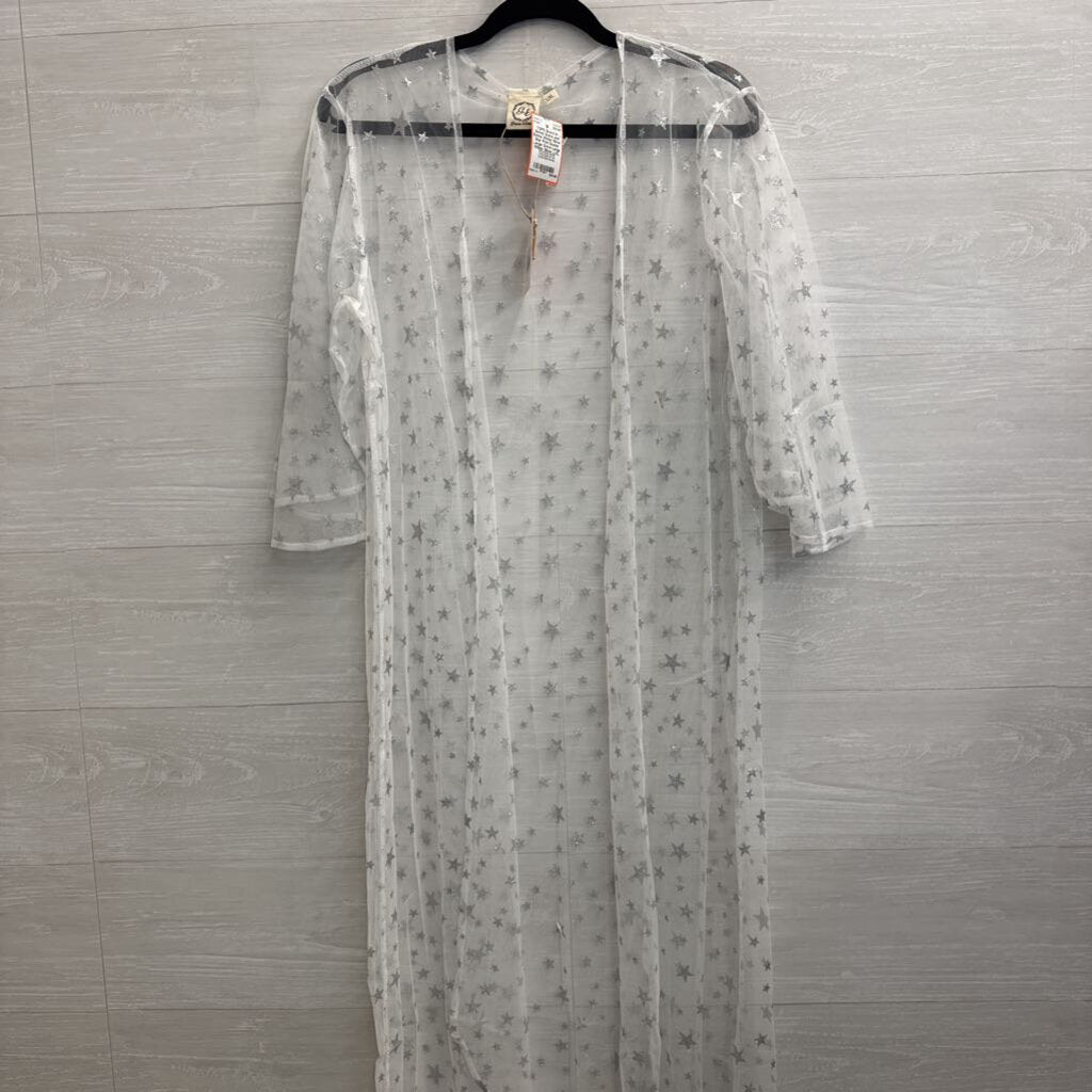 Grace and Emma White/ Silver Star Print Duster Large/ Extra Large