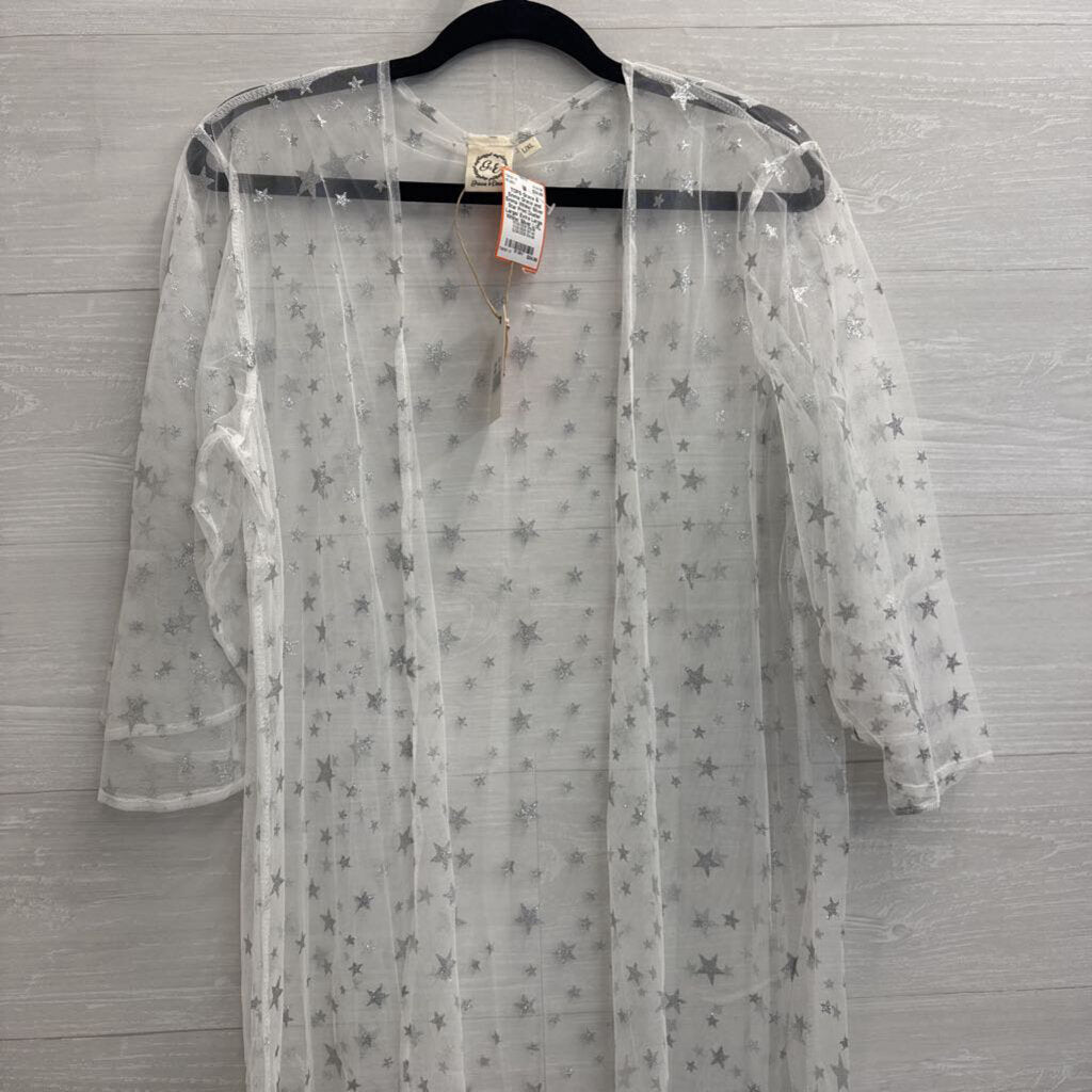 Grace and Emma White/ Silver Star Print Duster Large/ Extra Large