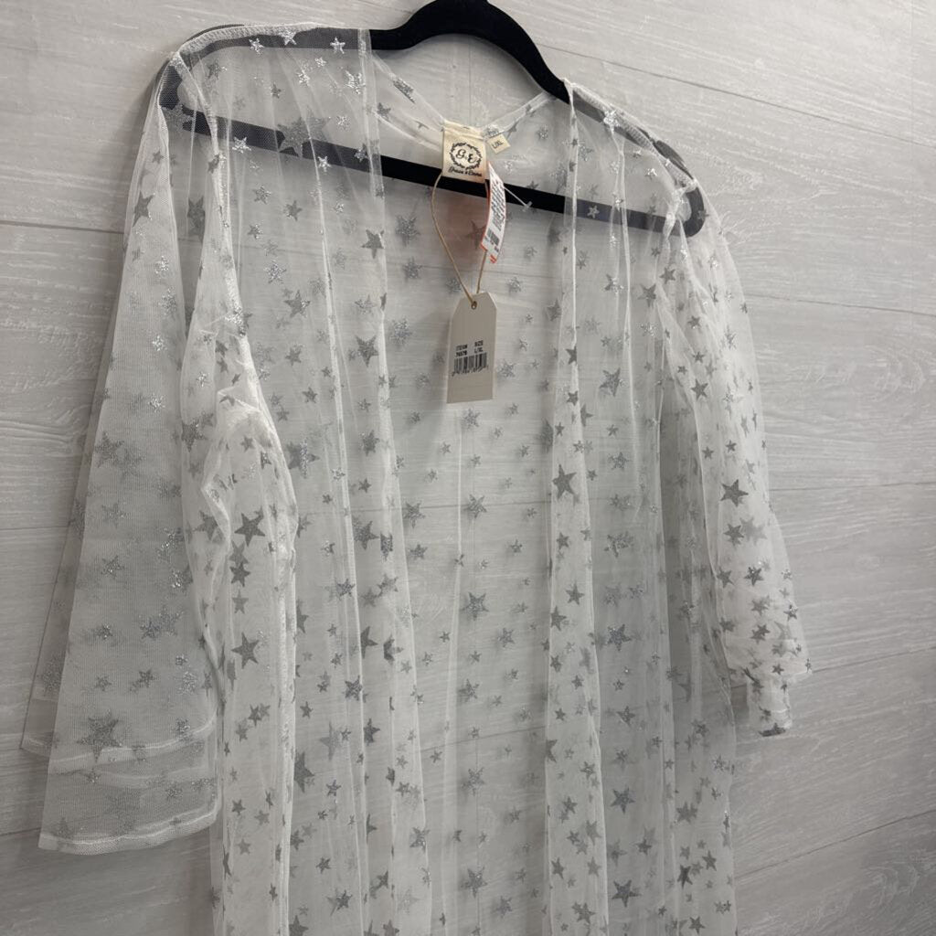 Grace and Emma White/ Silver Star Print Duster Large/ Extra Large