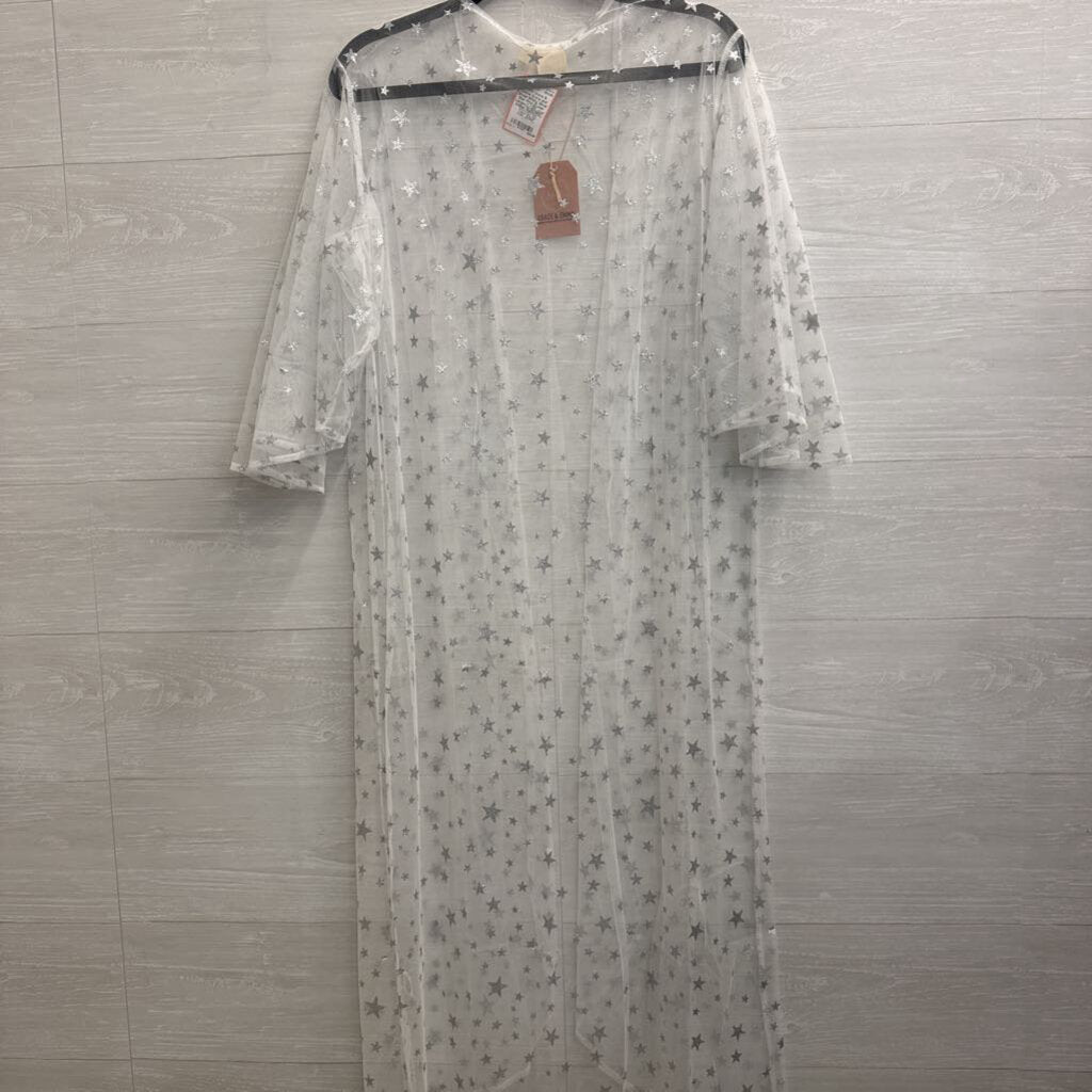 Grace and Emma White/ Silver Star Print Duster Large/ Extra Large