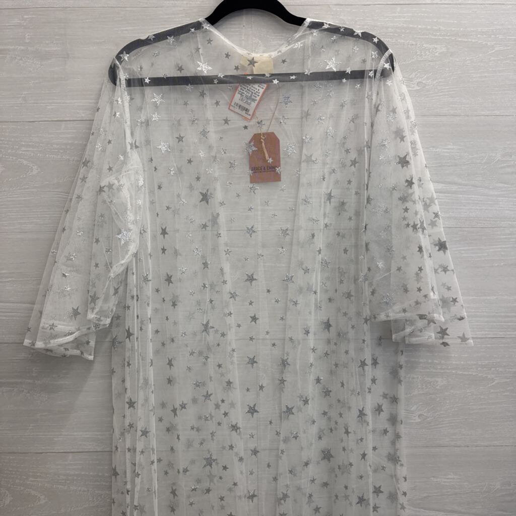 Grace and Emma White/ Silver Star Print Duster Large/ Extra Large