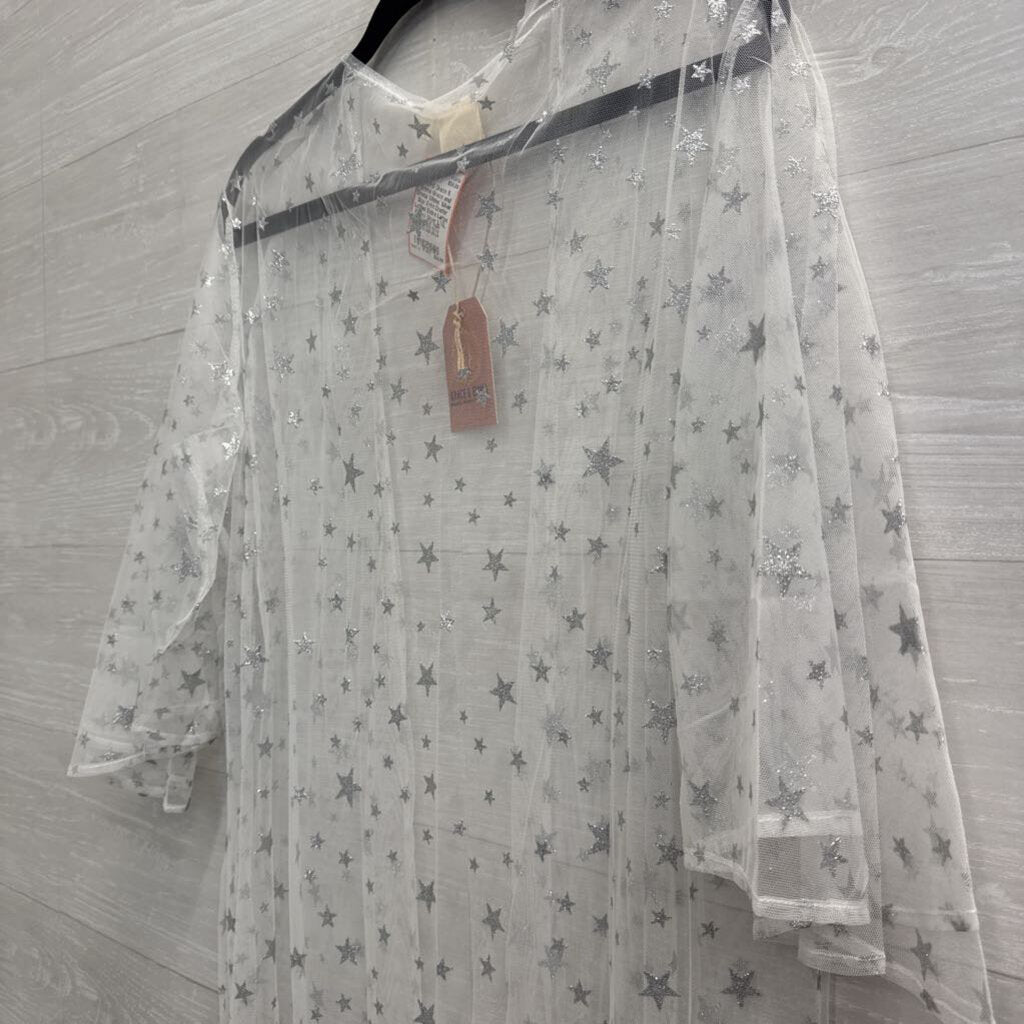 Grace and Emma White/ Silver Star Print Duster Large/ Extra Large