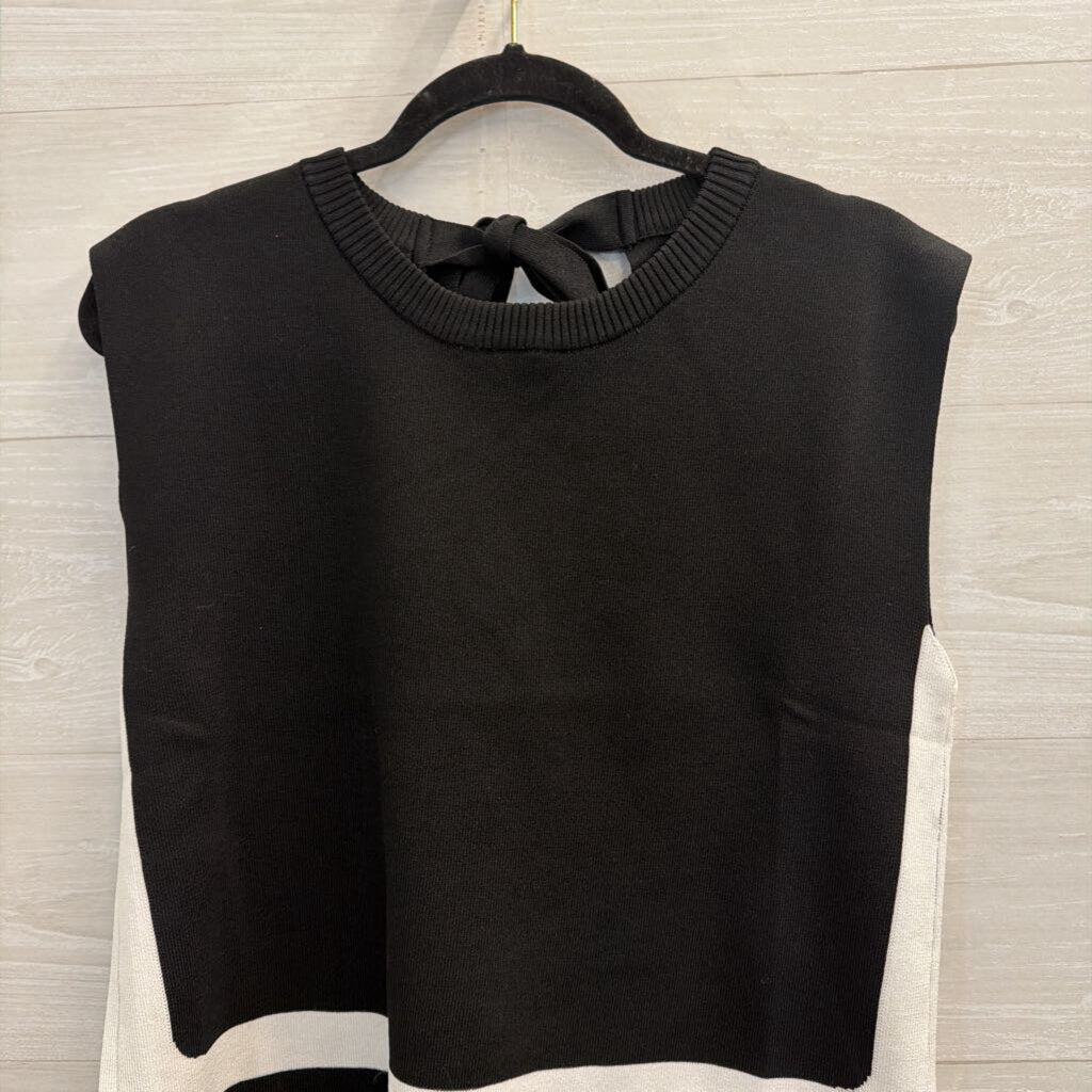 Lalavon Black/ White Knit Sleeveless Top/ Pull On Pants Set Large