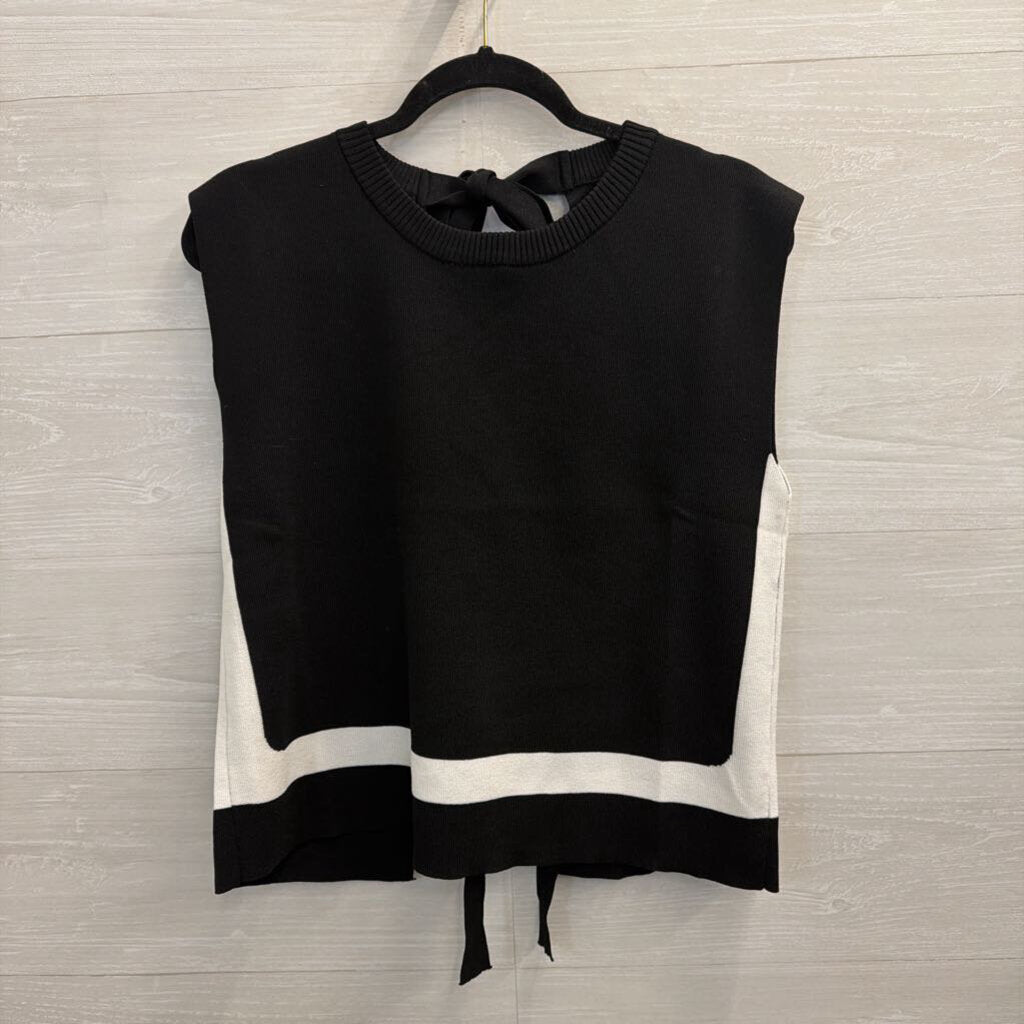 Lalavon Black/ White Knit Sleeveless Top/ Pull On Pants Set Large