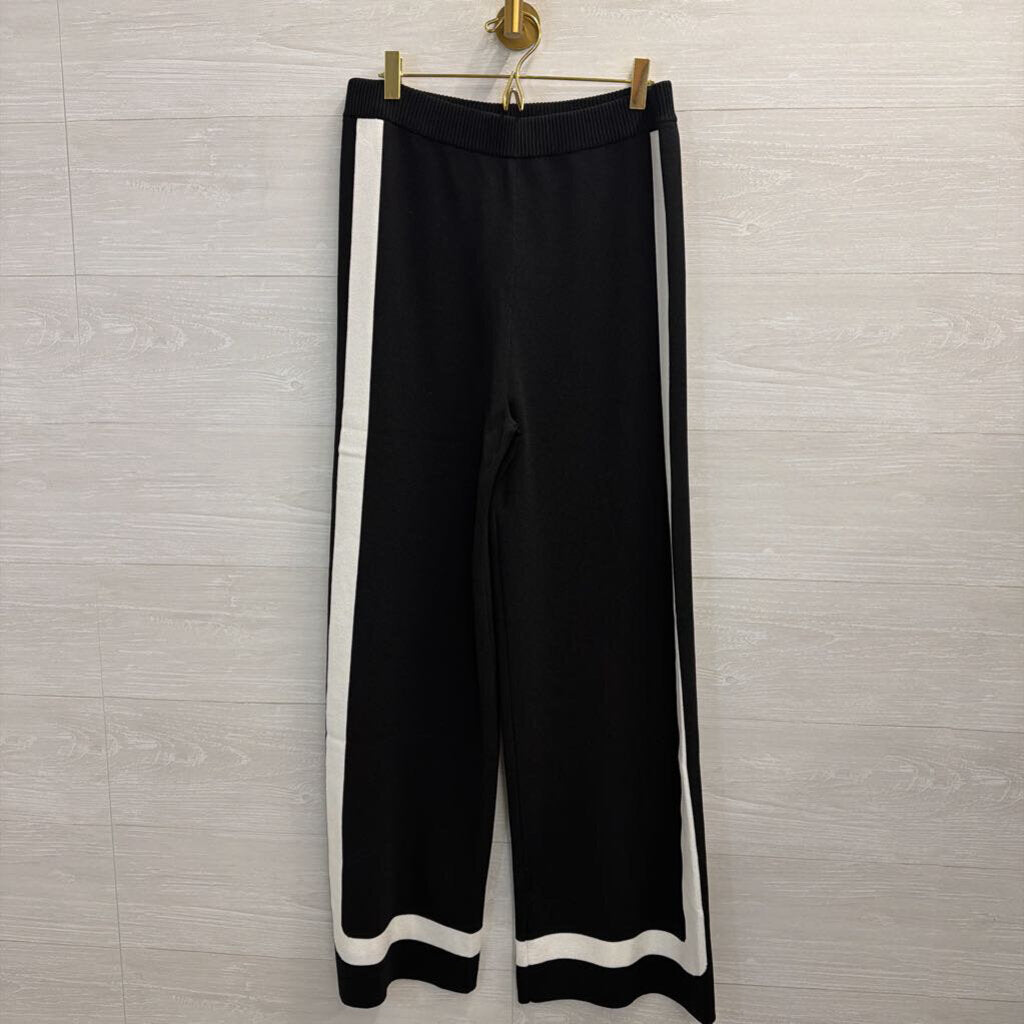 Lalavon Black/ White Knit Sleeveless Top/ Pull On Pants Set Large