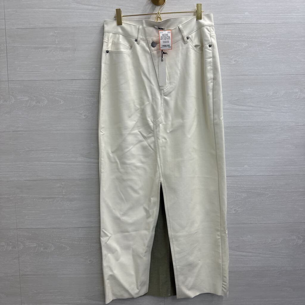 Olivaceous White Faux Leather Midi Skirt Large