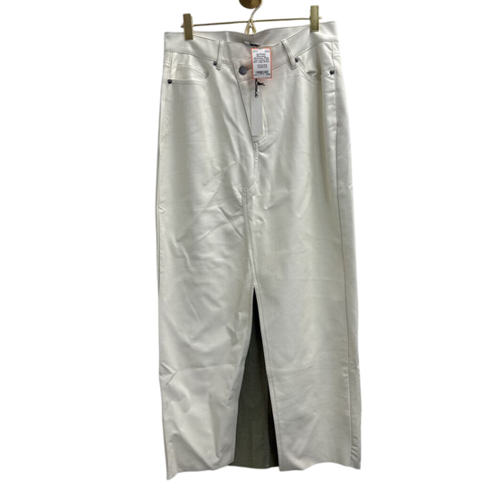 Olivaceous White Faux Leather Midi Skirt Large
