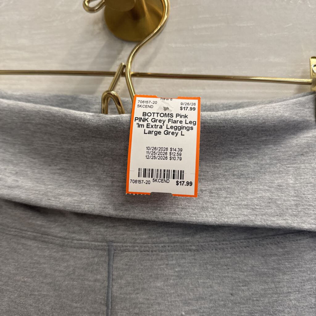PINK Grey Flare Leg 'Im Extra' Leggings Large