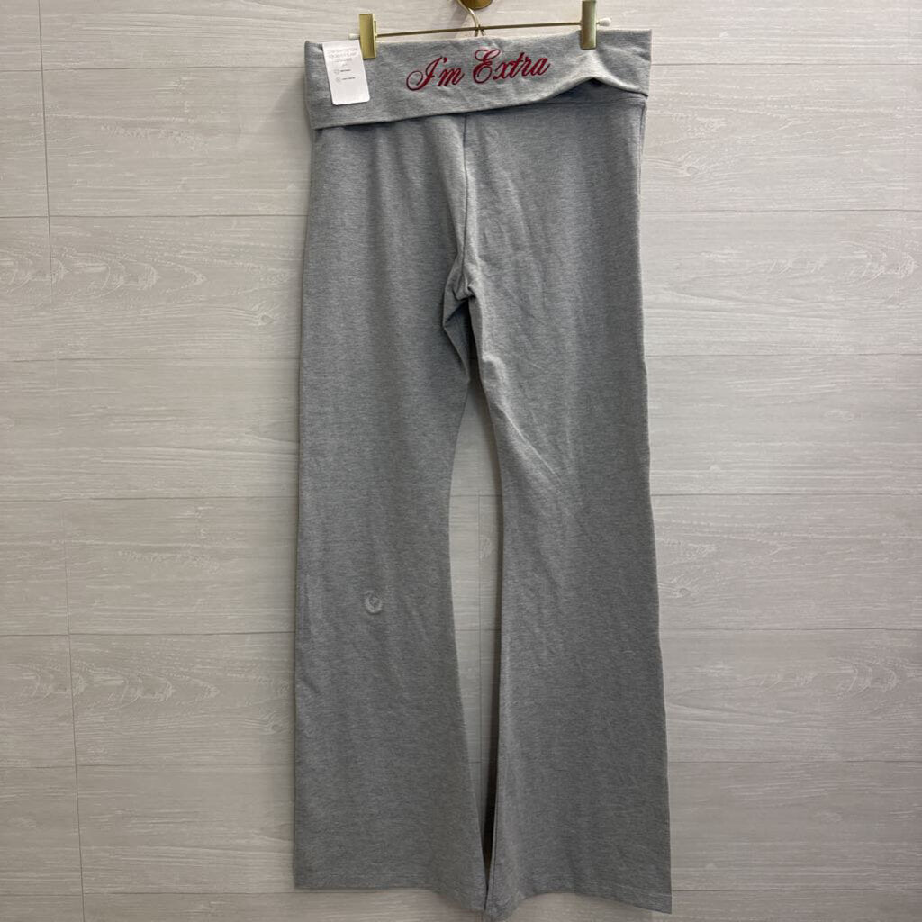 PINK Grey Flare Leg 'Im Extra' Leggings Large
