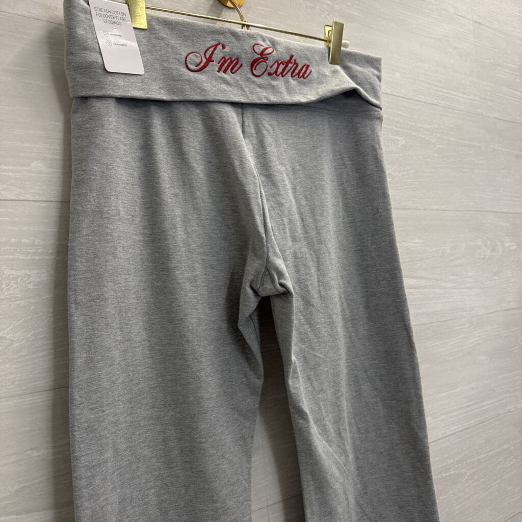 PINK Grey Flare Leg 'Im Extra' Leggings Large