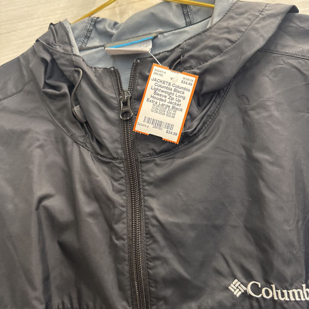 Columbia Black Lightweight Long Sleeve Zip Up Hooded Jacket Extra Large