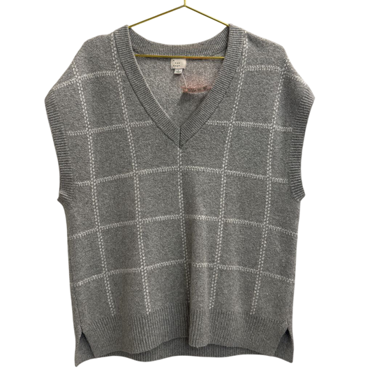 Grey/ White Knit Sleeveless Sweater Top Large