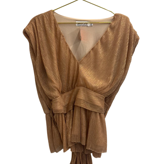 Petal and Pup Rose Gold Metallic Pleated Top Extra Large