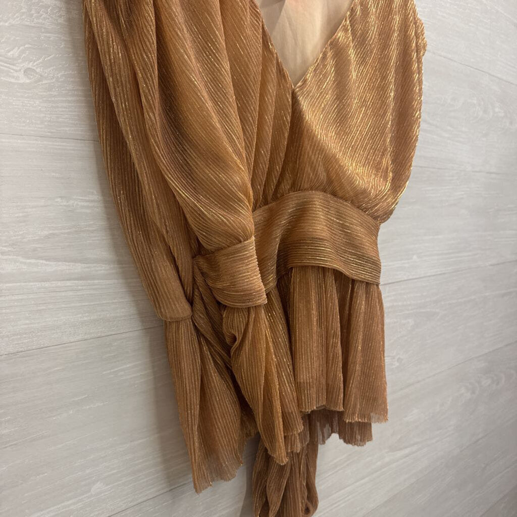 Petal and Pup Rose Gold Metallic Pleated Top Extra Large