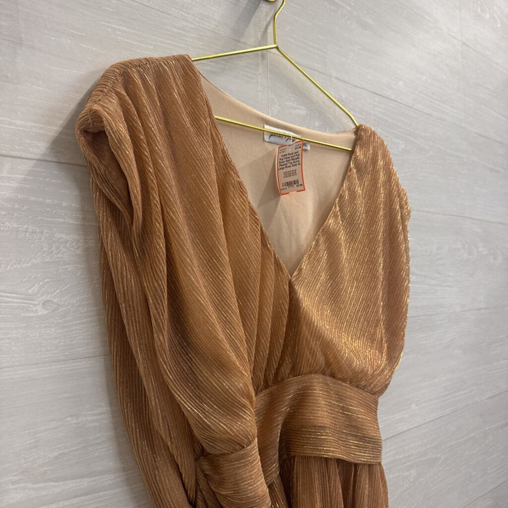Petal and Pup Rose Gold Metallic Pleated Top Extra Large