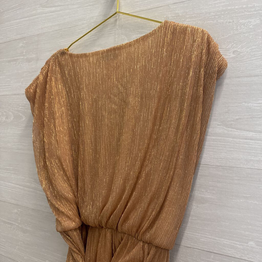 Petal and Pup Rose Gold Metallic Pleated Top Extra Large