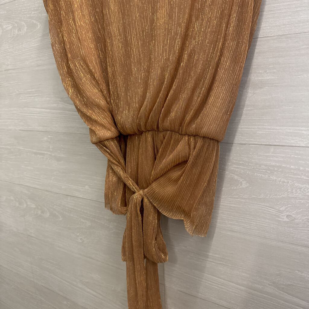 Petal and Pup Rose Gold Metallic Pleated Top Extra Large