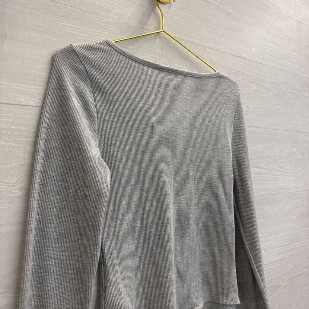 American Eagle Grey Textured Long Sleeve Bodysuit Large